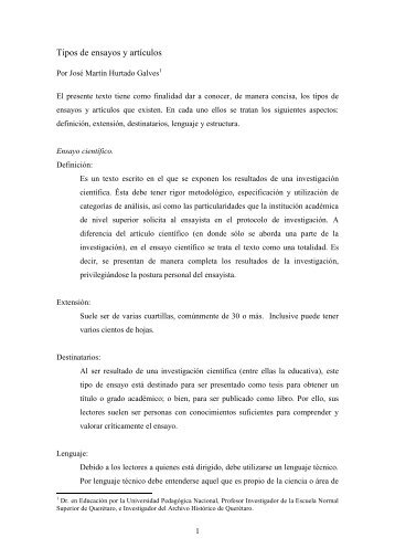 Tipos de ensayos y artículos - Dr. José Martín Hurtado ... - dgespe