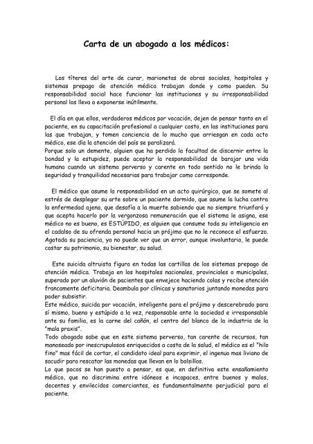 Carta de un Abogado a los Médicos (Internet - gbmoim