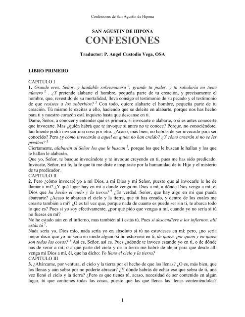 CONFESIONES DE SAN AGUSTIN DE HIPONA - Escritura y Verdad