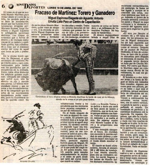 19-04-82 fracaso martinez torero y ganadero - Doctor Enrique Guarner