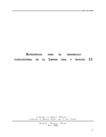 Estrategias para el desarrollo pluricultural de la lengua oral y escrita 2