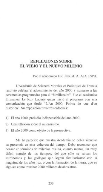 REFLEXIONES SOBRE EL VIEJO Y EL NUEVO MILENIO Por el ... REFLEXIONES SOBRE EL VIEJO Y EL NUEVO MILENIO Por el ...