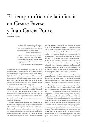 El tiempo mítico de la infancia en Cesare Pavese y Juan García Ponce