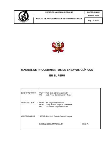 manual de procedimientos de ensayos clínicos en el perú - Instituto ...