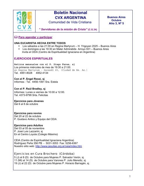 Boletin Octubre de 2006 (pdf) - CVX Argentina