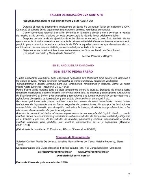 Boletin Octubre de 2006 (pdf) - CVX Argentina