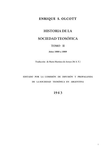 HISTORIA DE LA SOCIEDAD TEOSÓFICA 19 6 3