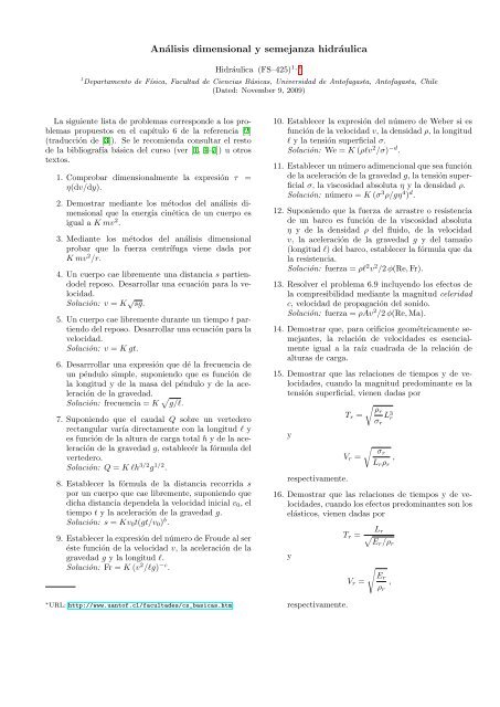 Análisis dimensional y semejanza hidráulica - Universidad de ...