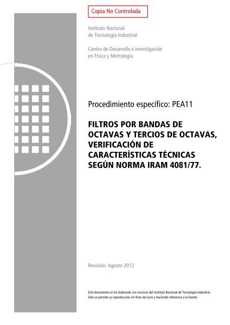 Procedimiento específico: PEA11 FILTROS POR BANDAS DE ... - Inti