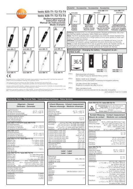 testo 825-T1-T2-T3-T4 testo 826-T1-T2-T3-T4