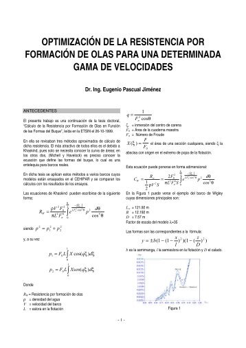 OPTIMIZACIÓN DE LA RESISTENCIA POR FORMACIÓN DE OLAS ...