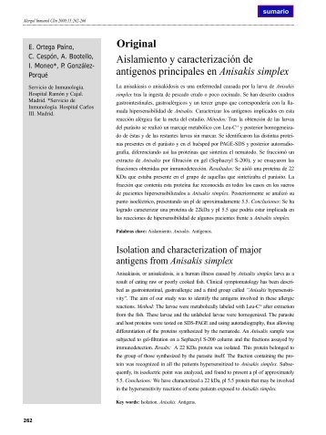 Aislamiento y caracterización de antígenos principales en Anisakis ...