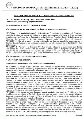 Reglamento de Estudiantina - APES - Municipalidad de la Ciudad ...