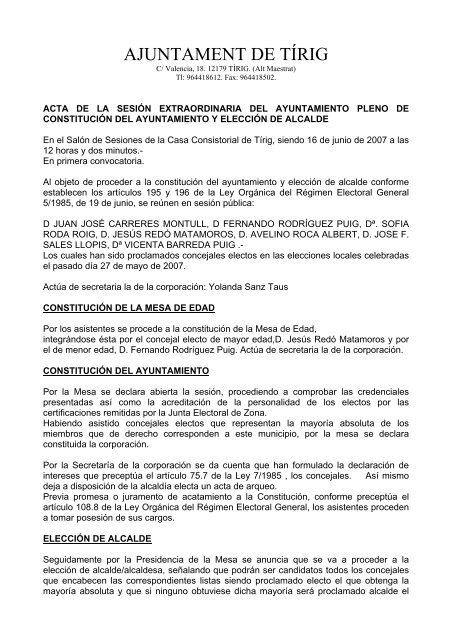 acta de la sesin extraordinaria del ayuntamiento pleno de ...