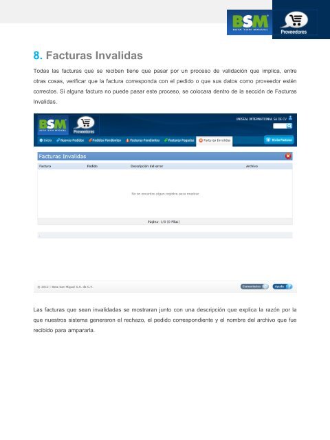 9.Enviar Facturas - BSM | Portal para Proveedores - Beta San Miguel