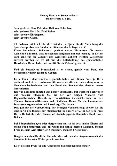 Ehrung Bund Der Steuerzahler Amerang