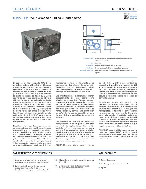 UMS-1p :Subwoofer Ultra-Compacto - Meyer Sound Laboratories Inc.