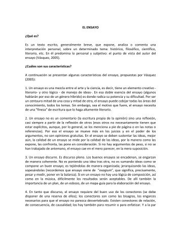 EL ENSAYO ¿Qué es? Es un texto escrito, generalmente breve, que ...