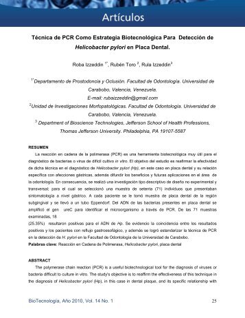 Técnica de PCR Como Estrategia Biotecnológica Para Detección de ...