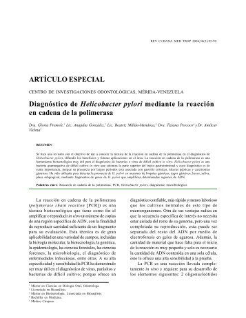 ARTÍCULO ESPECIAL Diagnóstico de Helicobacter pylori ... - SciELO