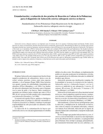 Estandarización y evaluación de dos pruebas de Reacción en ...