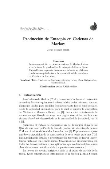 Producción de Entropía en Cadenas de Markov, Jorge ... - UAM