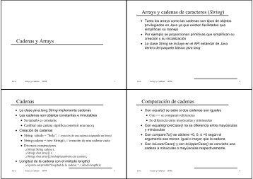 Cadenas y Arrays Arrays y cadenas de caracteres (String) Cadenas ...