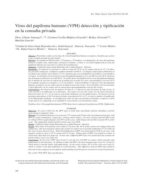 Virus del papiloma humano (VPH) detección y tipificación ... - SciELO