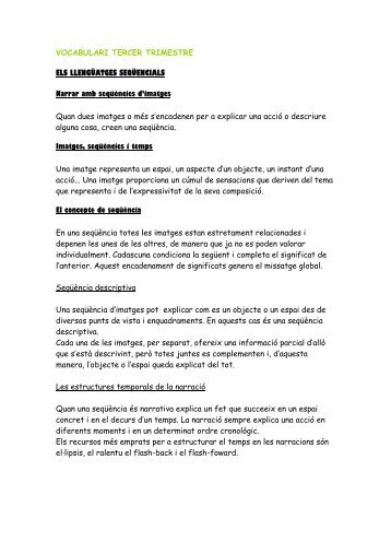 VOCABULARI TERCER TRIMESTRE