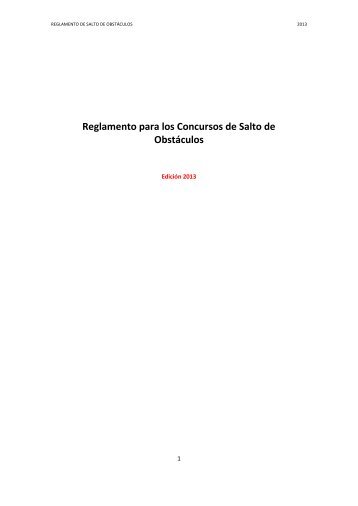 Reglamento de Salto RFHE 2013 - Real Federación Hípica Española