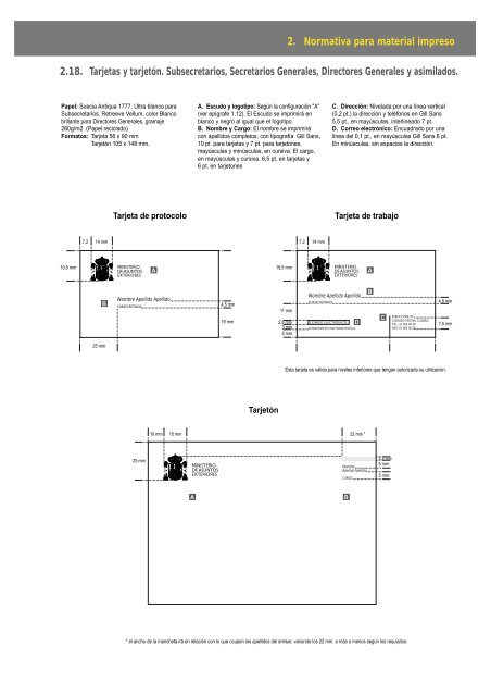 Normativa para material impreso puntos 2.18 a 2.25