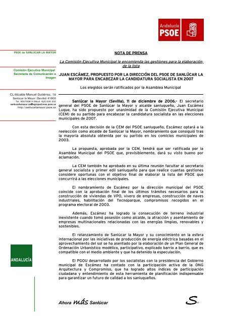 PSOE-SLM Proclamación Juan Escámez Candidato a la