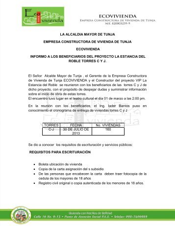 comunicado oficial - Ecovivienda