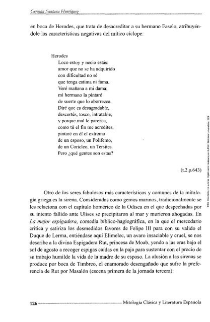 Mitología Clásica y Literatura Española. Siete Estudios - Gonzalo de ...