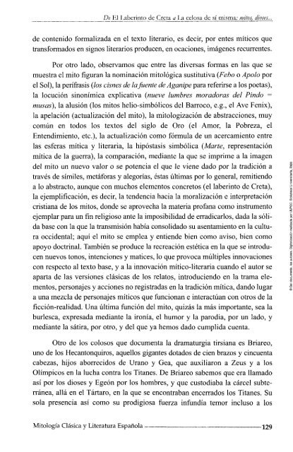 Mitología Clásica y Literatura Española. Siete Estudios - Gonzalo de ...