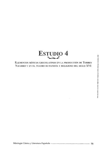 Mitología Clásica y Literatura Española. Siete Estudios - Gonzalo de ...