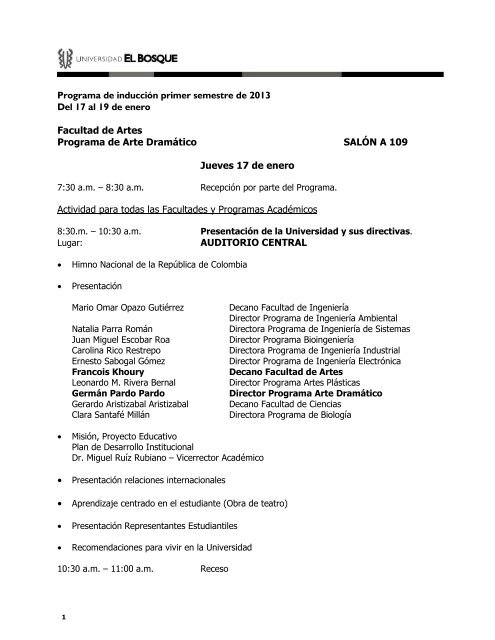 Arte Dramatico Universidad El Bosque