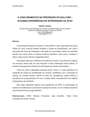 O JOGO DRAMÁTICO NA PREVENÇÃO DO BULLYING ...