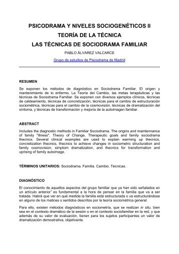 Las Técnicas del Sociodrama Familiar - Psicodrama Madrid