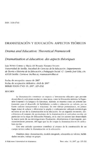 Dramatización y educación: aspectos teóricos