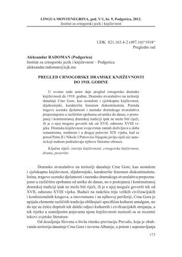 Pregledni rad Aleksandar RADOMAN (Podgorica) - Institut za ...