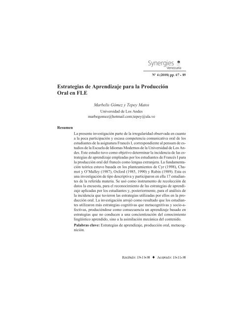 Estrategias de Aprendizaje para la Producción Oral en FLE