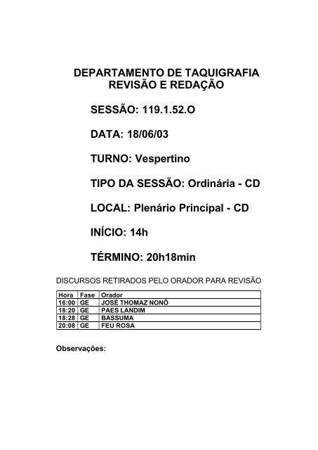 18/06/03 TURNO: Vespertino TIPO DA SESSÃO: Ordinári