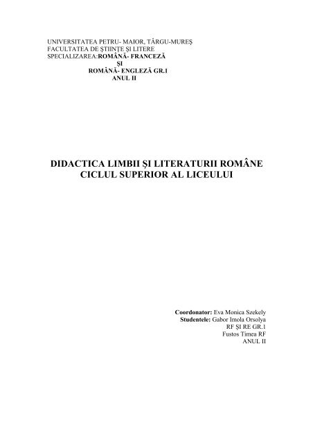 O scrisoare Pierduta - I. L. Caragiale - Universitatea"Petru Maior"