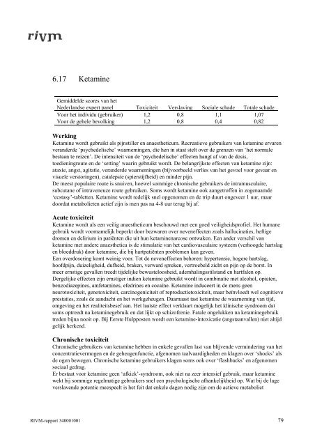 RIVM rapport 340001001 Ranking van drugs