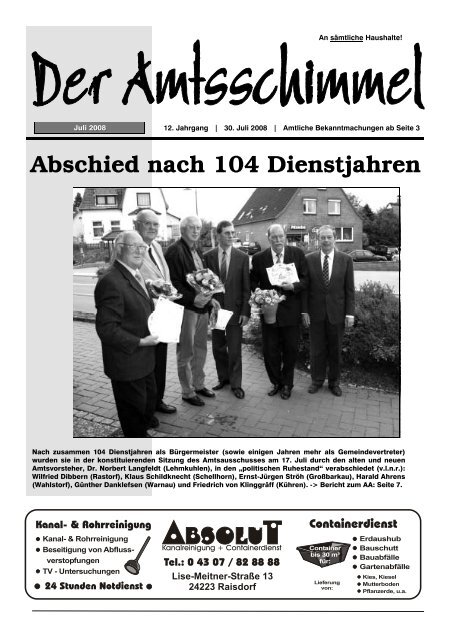 Amtsschimmel Juli 08 Amt Preetz Land