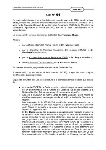 Acta Nº: 94 - Ministerio de Ganadería, Agricultura y Pesca