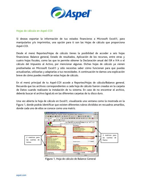 Hojas de cálculo en Aspel-COI Si deseas exportar la información de ...