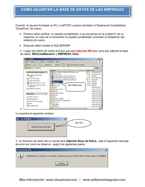 como adjuntar la base de datos de las empresas - VisualCont