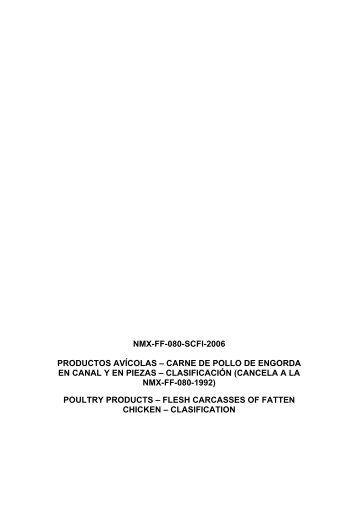 NMX-FF-080-SCFI-2006 PRODUCTOS AVÍCOLAS – CARNE DE ...